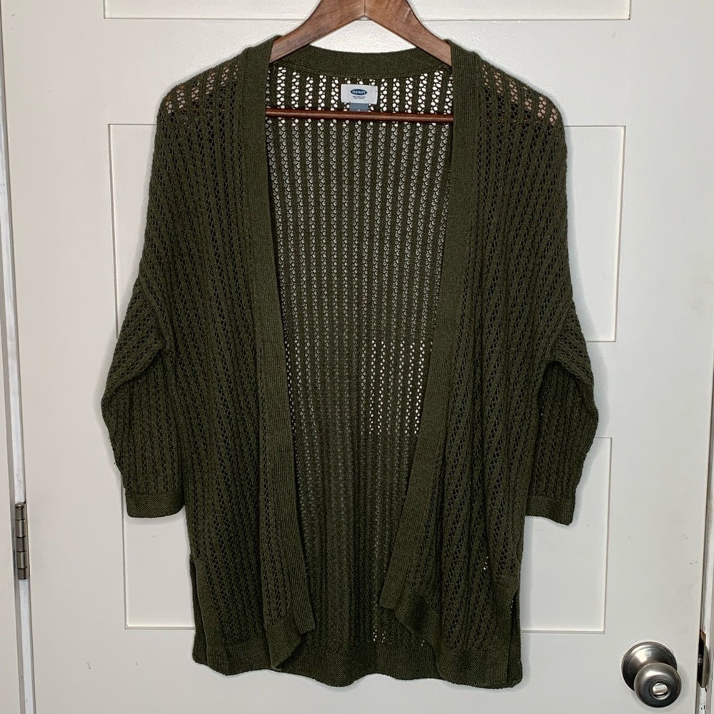 Old Navy Women’s Olive Green Open-Knit Cardigan in Medium
